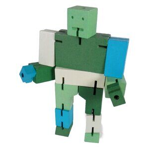 2019 David Weeks Studio Areaware Cubebot Green Blue 5" Puzzle FIdget Figure